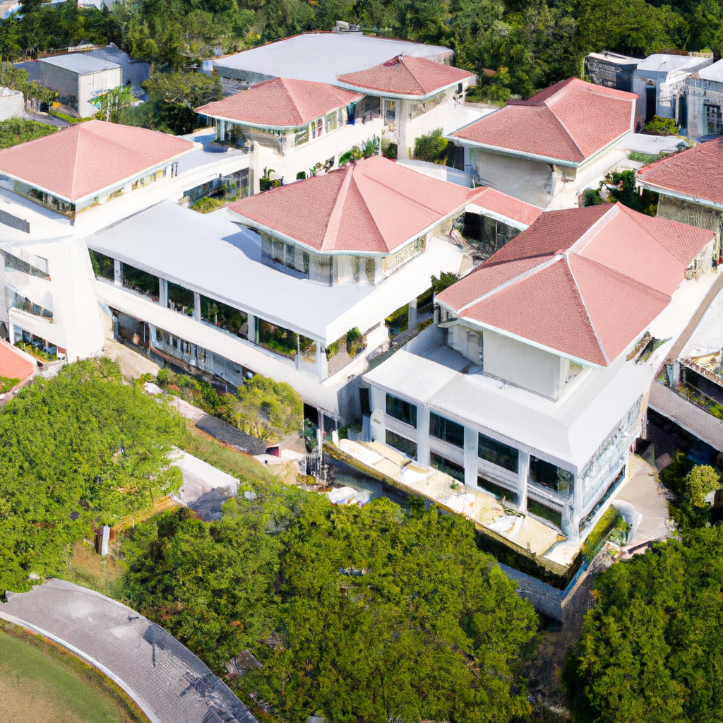 Our campus building with green surroundings
